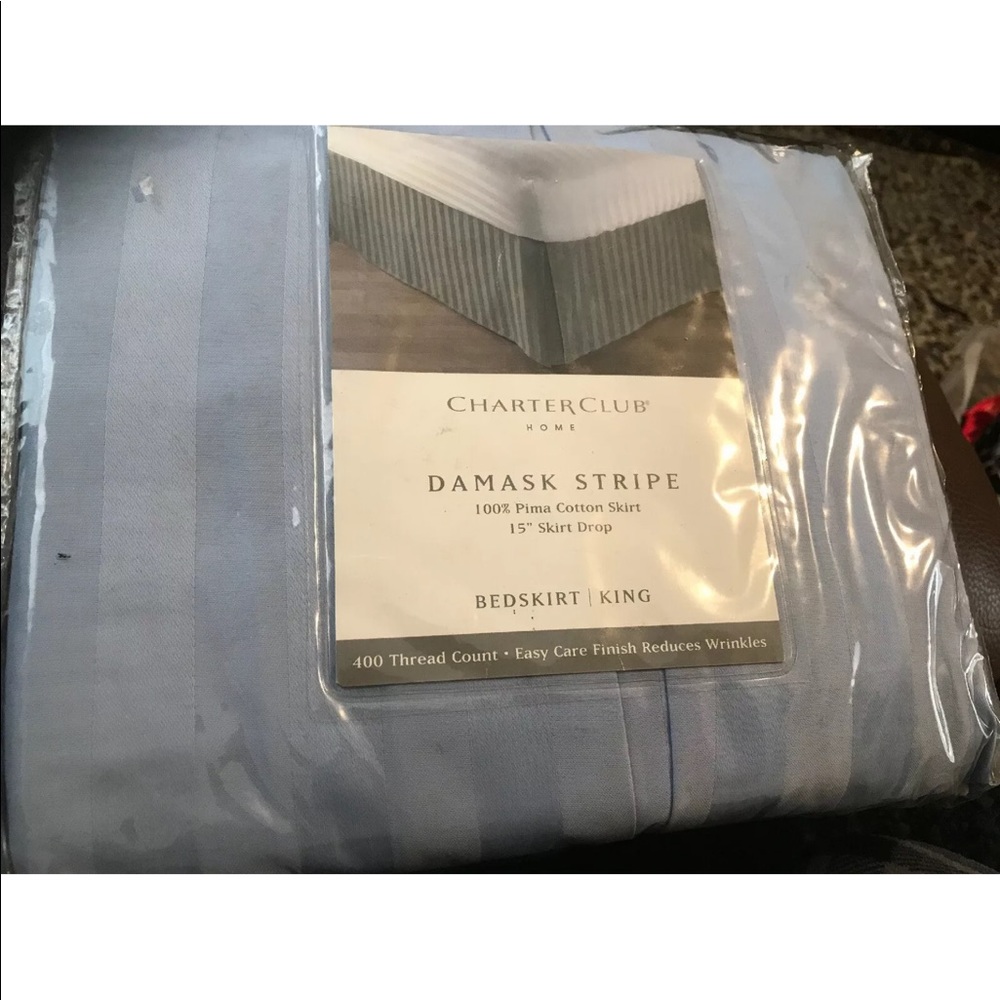 Charter Club Damask Stripe King Bedskirt 400TC